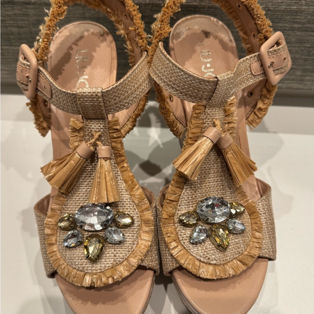 Liu Jo Beige and Gold Embellished Sandals